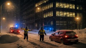 Meteorologists warn that overnight snowfall could reach historic levels, prompting emergency officials to discourage all non-essential travel despite pressure from employers to remain open