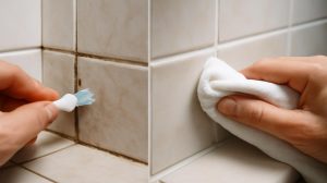 Mix just three simple ingredients and apply them to grout: in 15 minutes it looks like new again