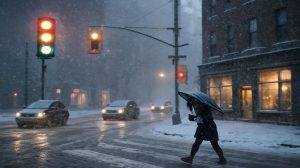 Heavy snow is expected tonight as authorities urge drivers to stay home while businesses push to maintain normal operations